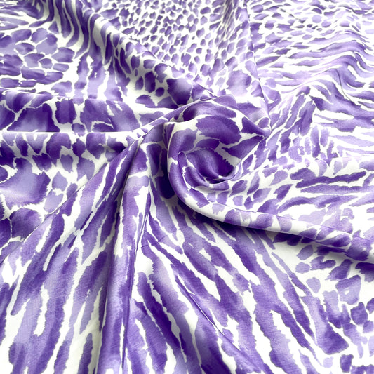 Purple & Lilac Animal Print Polycotton Deadstock Fabric