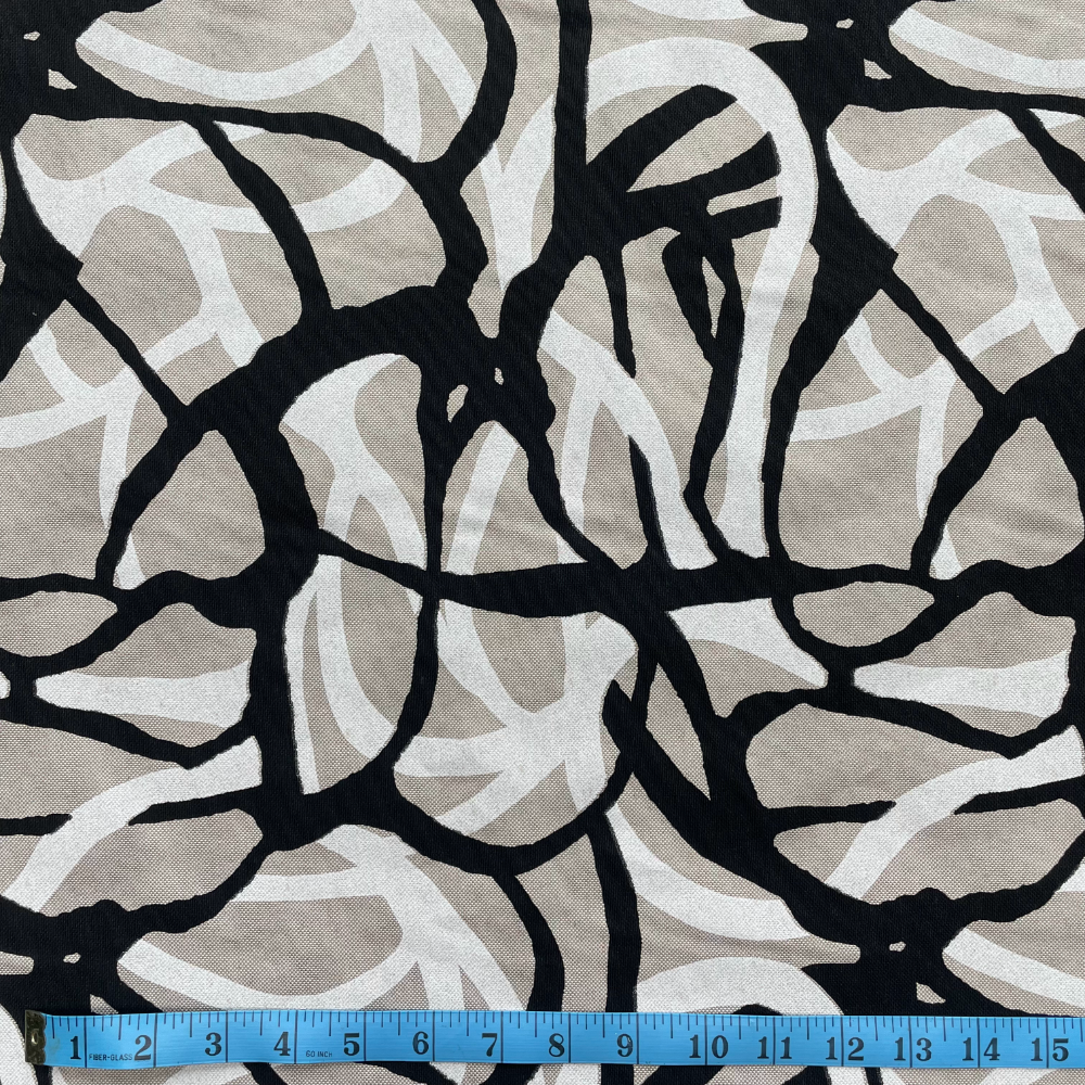 Doodle Print Linen Blend Canvas Fabric