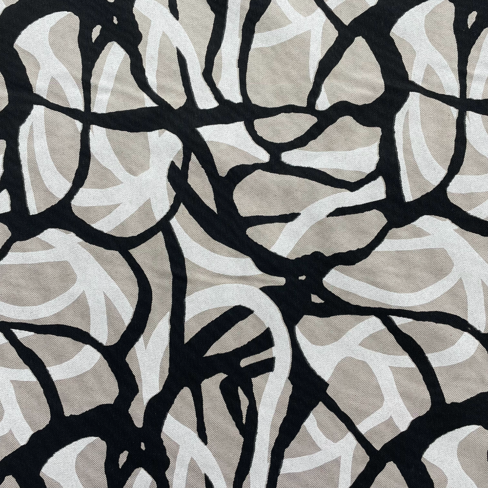 Doodle Print Linen Blend Canvas Fabric