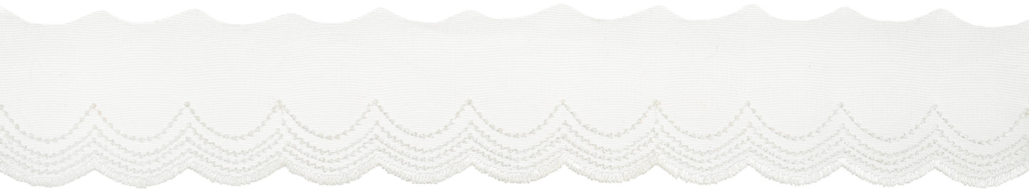 Trim: Lace: Organza: 50mm: Off White
