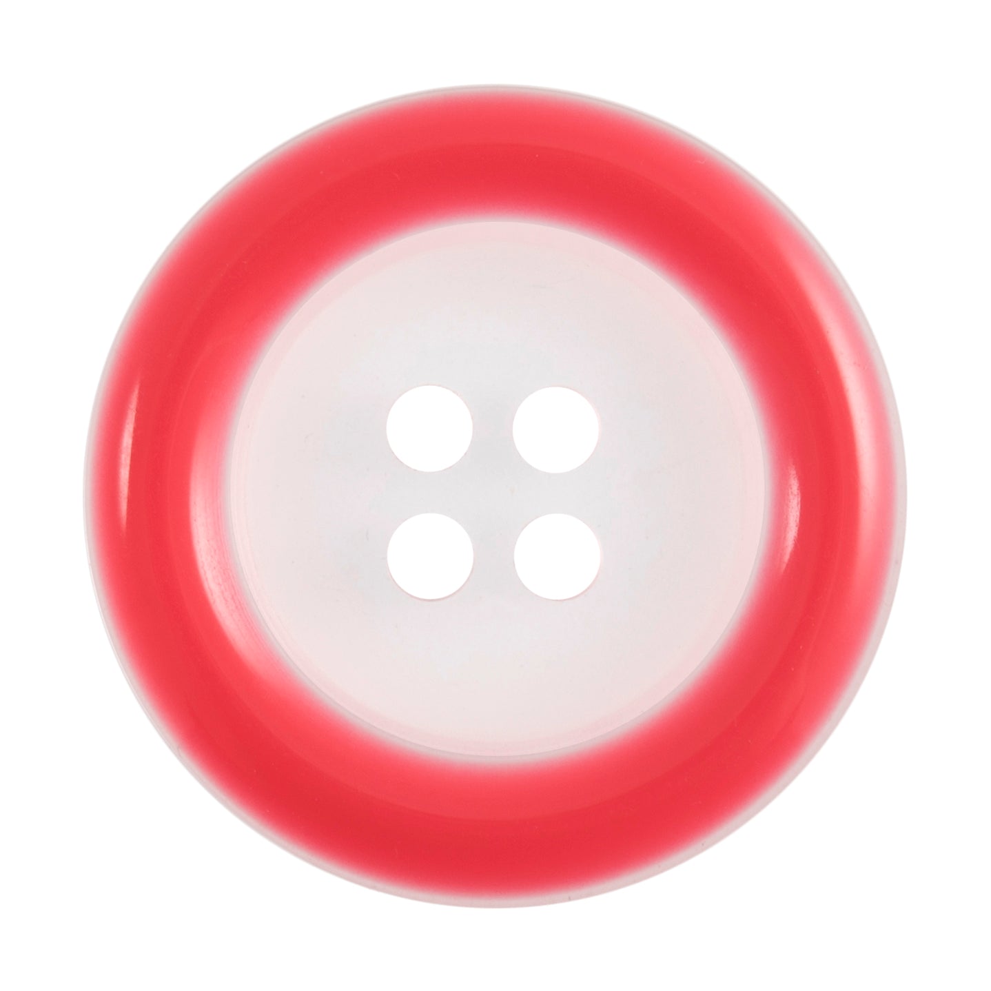 Buttons: Clear: Coloured Rim: 4 Hole: 25mm: Red