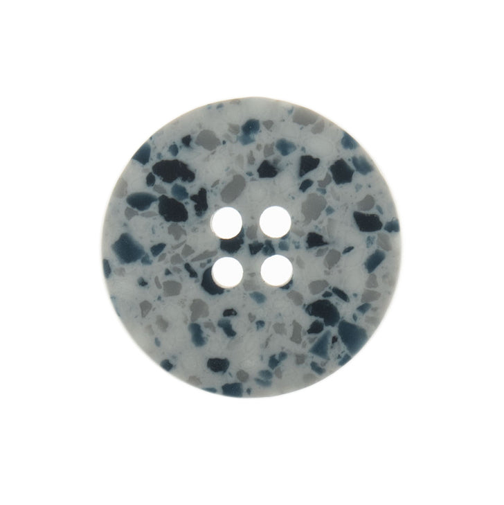 Button: Eco-Conscious: Recycled Plastic Scrap: 4 Hole: 18mm: Silver/Grey