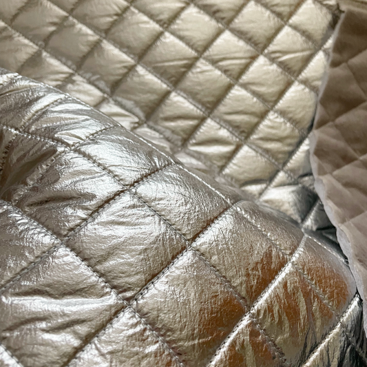 Silver & Grey Double-Sided Quilted Fur Coating Fabric