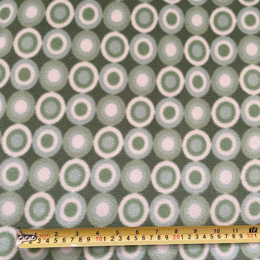Green Geometric Circle Polar Fleece Fabric