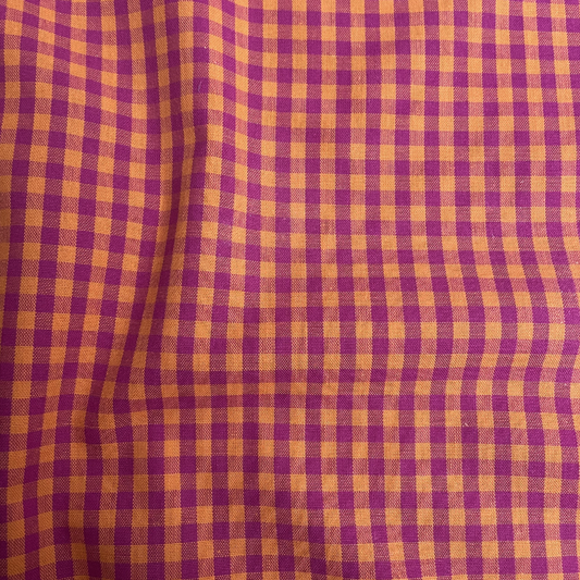 Berry & Orange Gingham Cotton Deadstock Fabric