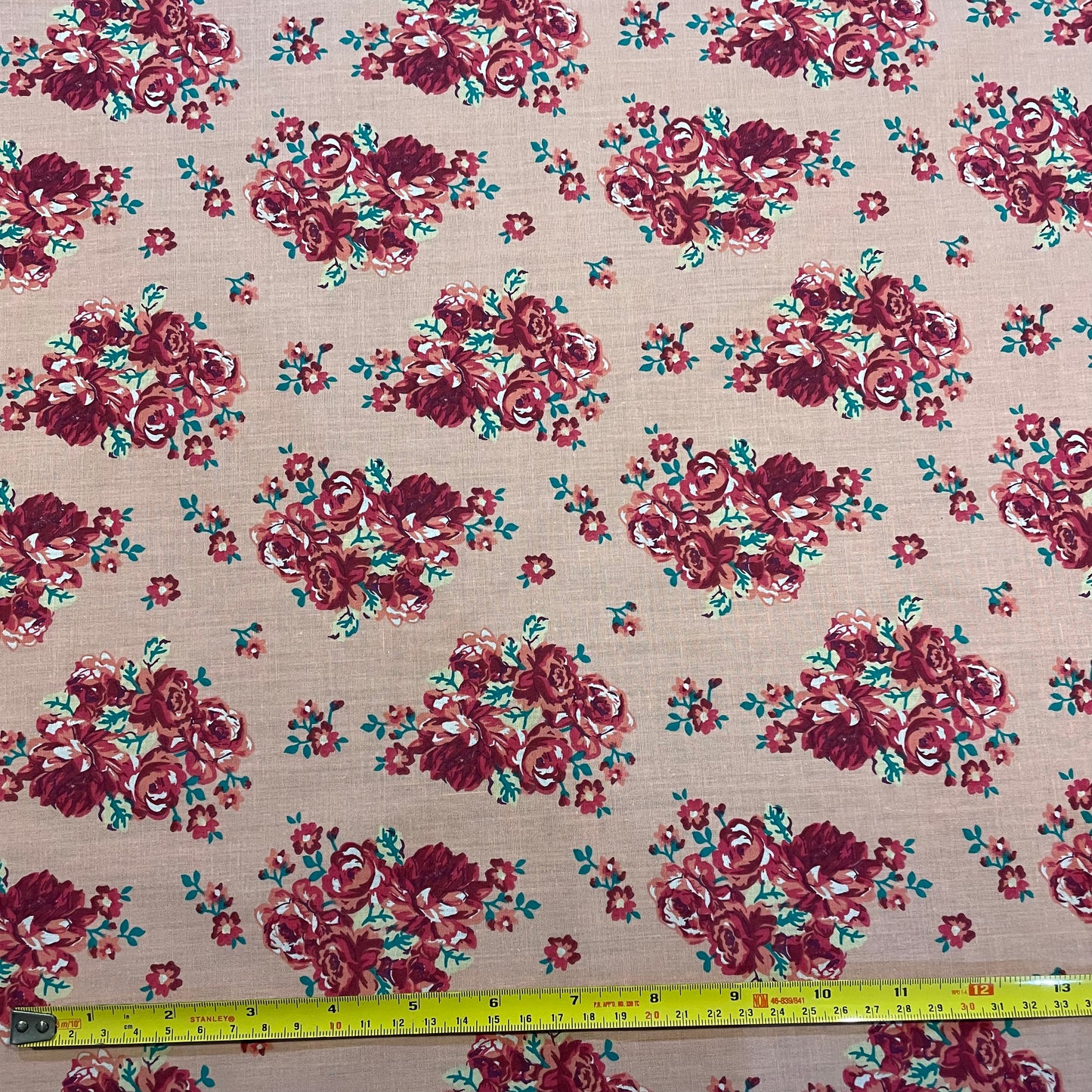 Deadstock Light Pink & Blush Rose Floral Polycotton