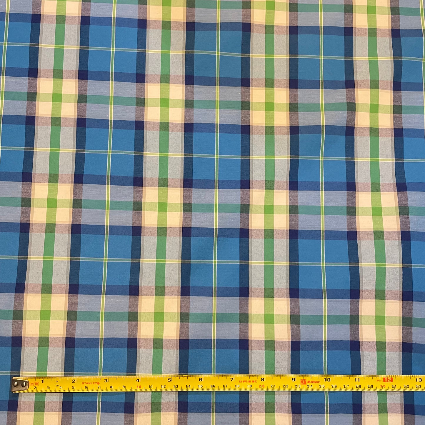 Deadstock Checked Blue, Green and White Shirting