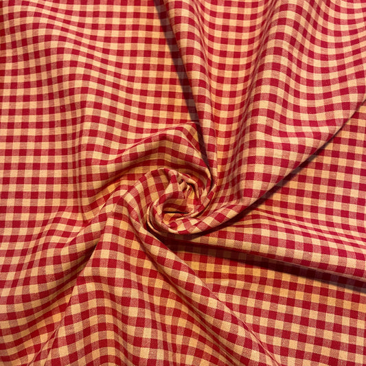 Deadstock Jammy Dodger Gingham 100% Cotton - Red & Cream