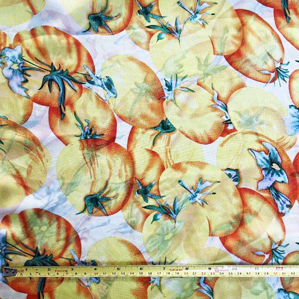 Tomato Print Chiffon Deadstock Fabric