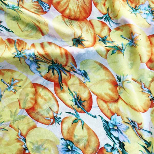 Tomato Print Chiffon Deadstock Fabric