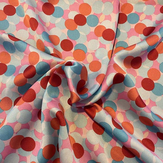 Confetti Circle Print Satin Deadstock Fabric