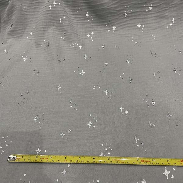 Grey Silver Star Double Gauze Deadstock Fabric