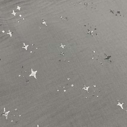 Grey Silver Star Double Gauze Deadstock Fabric