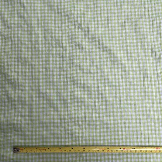Bright Green & White Gingham Deadstock Fabric