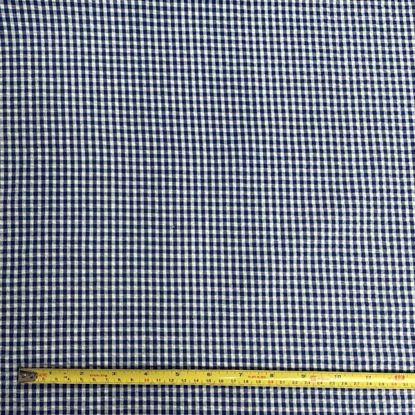 Blue & White Gingham Cotton Deadstock Fabric