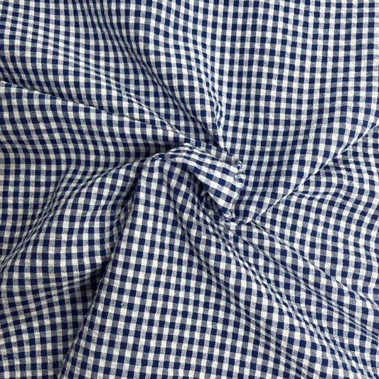 Blue & White Gingham Cotton Deadstock Fabric