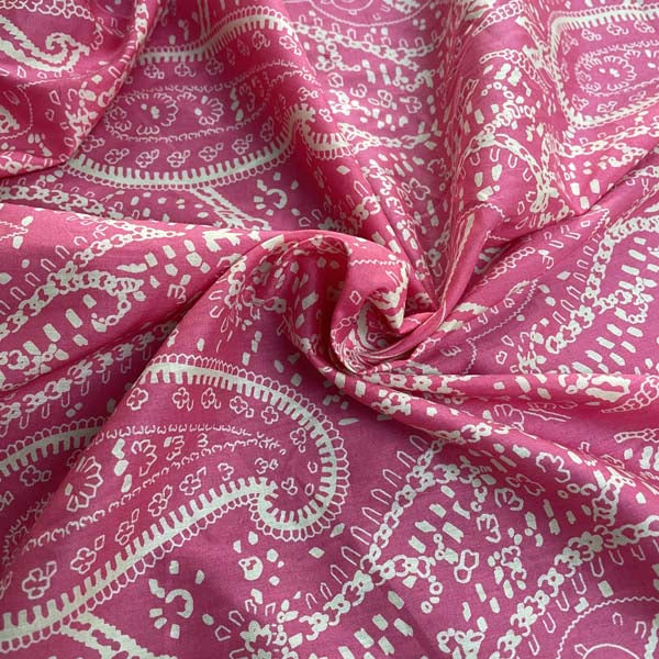 Pink & Cream Paisley Cotton Poplin Deadstock Fabric