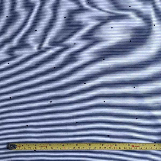 Blue Stripe & Navy Polka Dot Shirting Deadstock Fabric