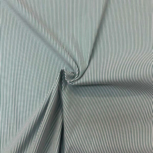 Green & White Stripe Stretch Cotton Spandex Deadstock Fabric