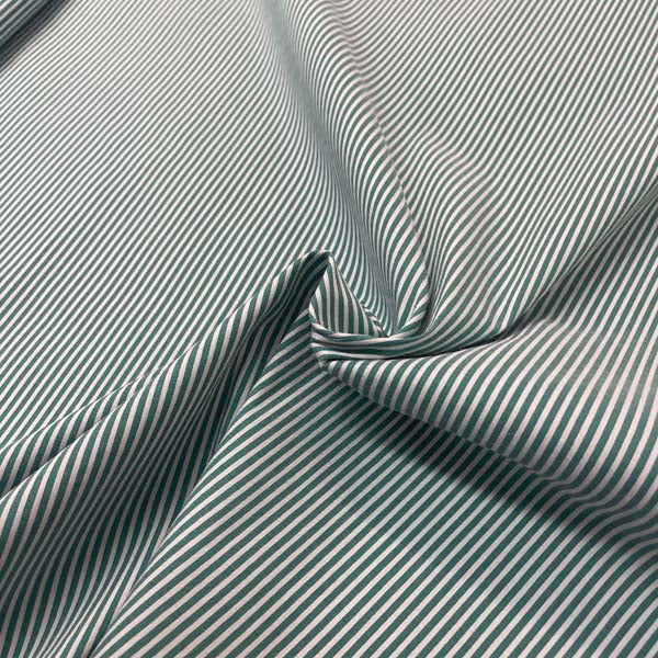 Green & White Stripe Stretch Cotton Spandex Deadstock Fabric