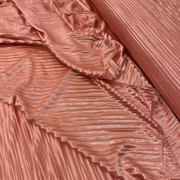 Rose Pink Crinkle Polyester Deadstock Fabric
