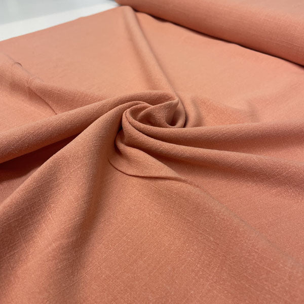 Deadstock Super Soft Salmon Pink Linen-Style Fabric