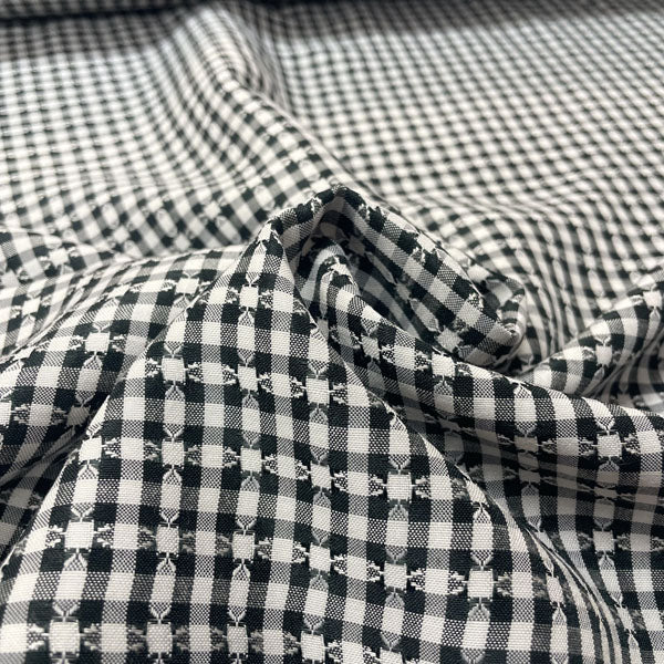 Deadstock Black & White Pattern Gingham Lightweight Polycotton Fabric