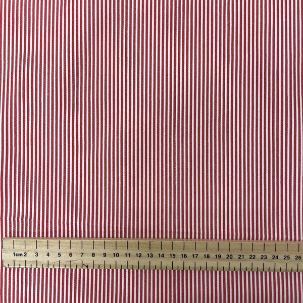 Deadstock Red & White Stripe Stretch Cotton Twill Fabric