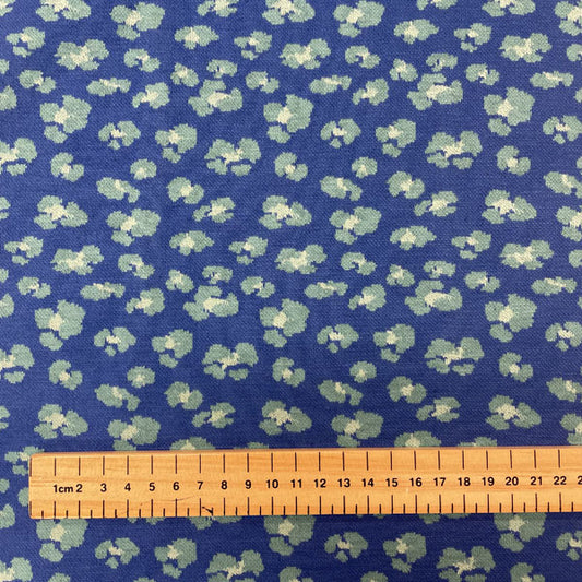 Deadstock Tubular Blue Leopard Print Cotton Jersey Knit Fabric