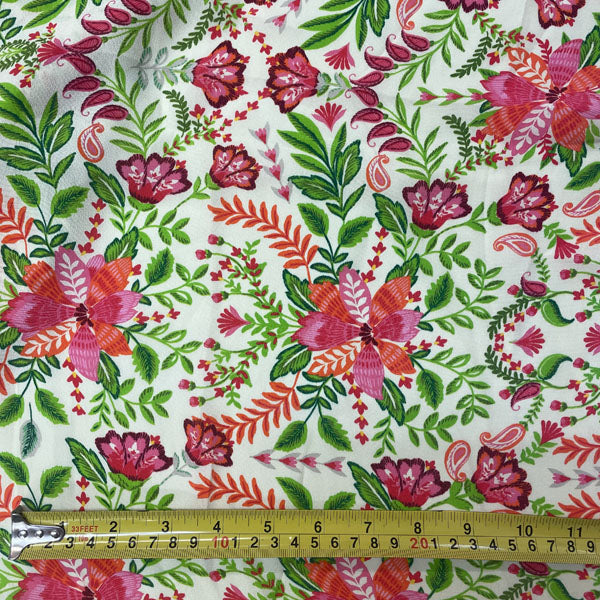 Deadstock Butter Yellow Floral Viscose Dress Fabric