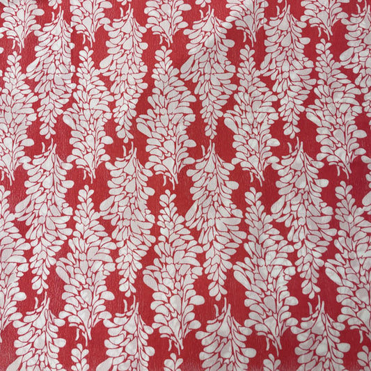 Deadstock Red & White Leaf Print Modal Fabric