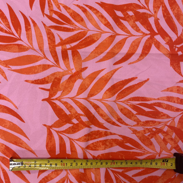 Deadstock Orange & Pink Palm Print Viscose Georgette Fabric