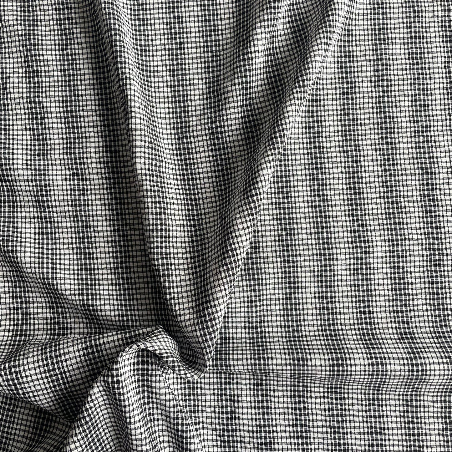 Micro Black Check Lightweight Polycotton Deadstock Fabric
