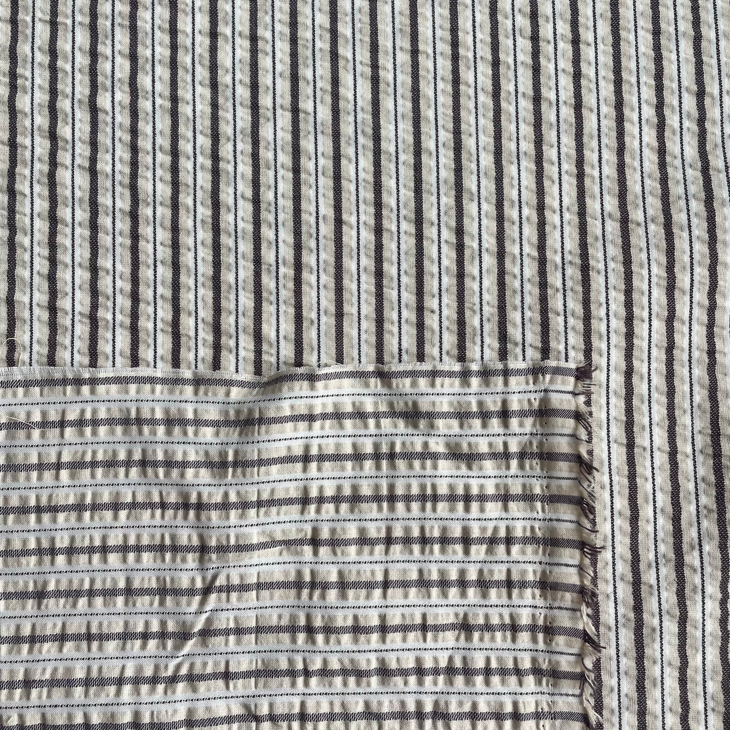 Seersucker Stripes Cotton Polyester Mix Deadstock Fabric