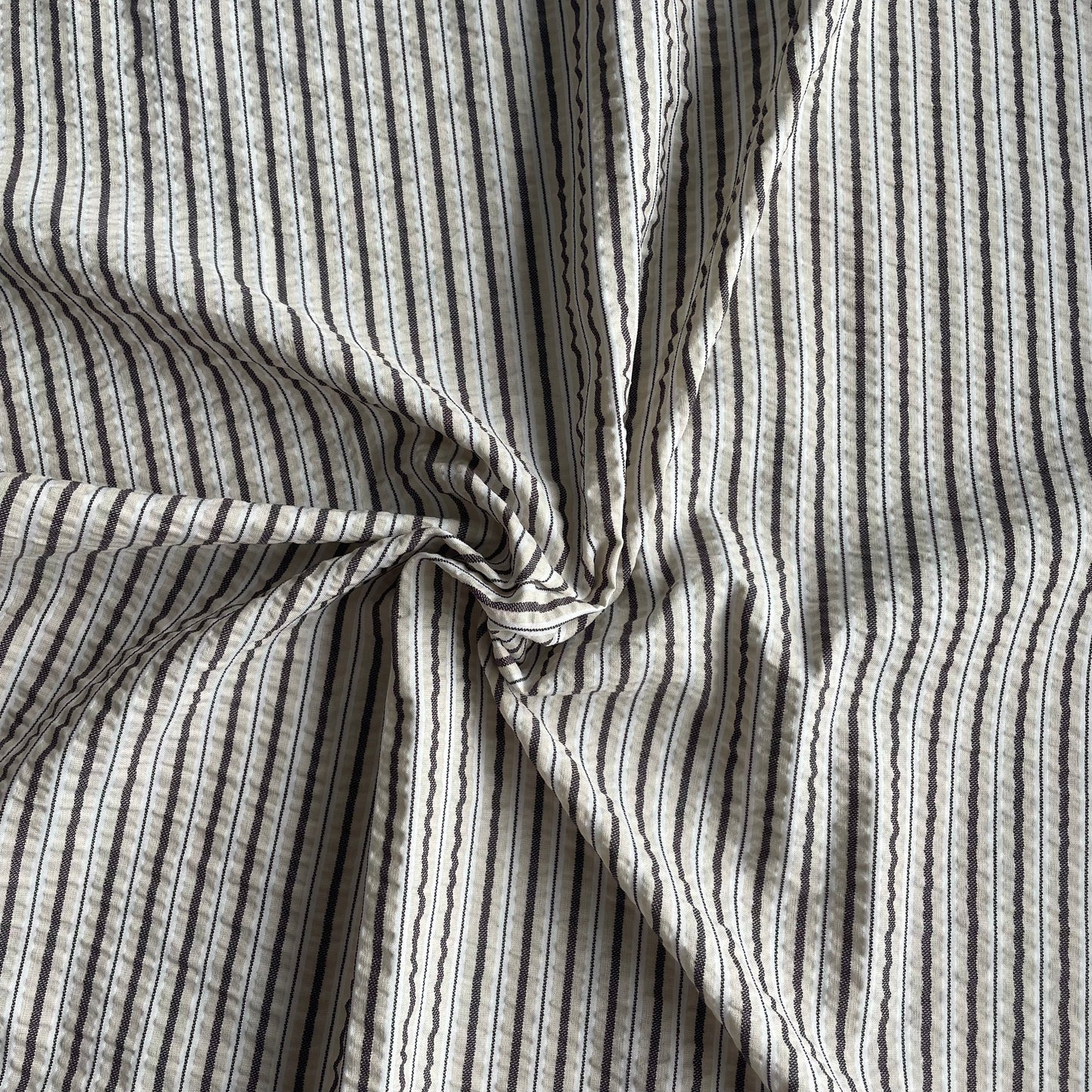 Seersucker Stripes Cotton Polyester Mix Deadstock Fabric