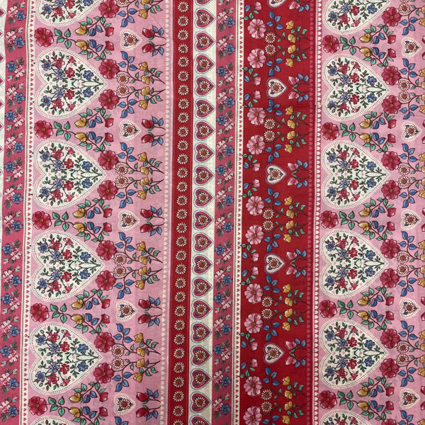 Deadstock Heart & Floral Print Lightweight Cotton Fabric