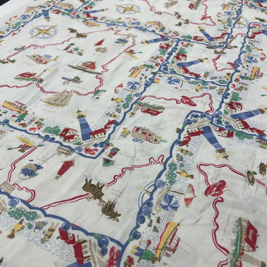Deadstock Adventure Map Print Cotton Fabric