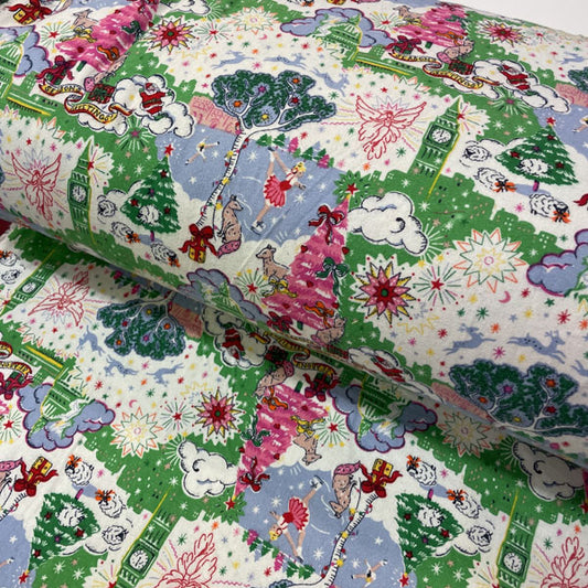 Deadstock Cath Kidston Christmas Sky Print 100% Cotton Brushed Fabric