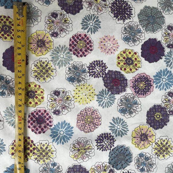 Deadstock Groovy Line Drawn Floral 100% Cotton Fabric