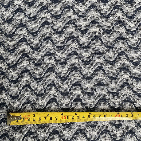 Deadstock Navy Wave Recycled Cotton Jersey Knit Fabric