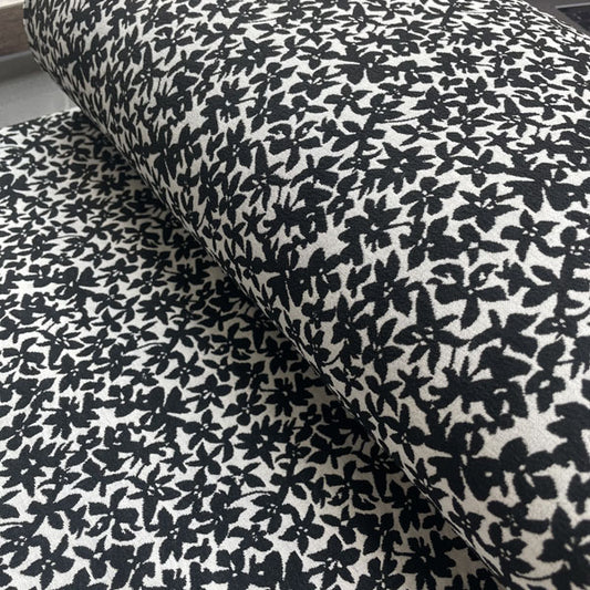 Black & White Floral Stretch Brocade Deadstock Fabric