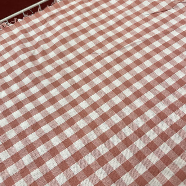 Deadstock Blush Pink & White Gingham Cotton Fabric