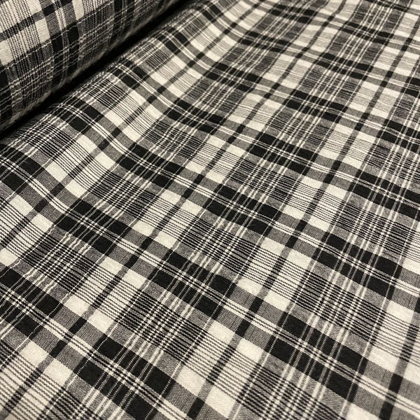 Deadstock Black & White Seersucker Check Fabric