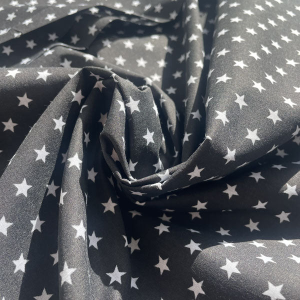 Deadstock Black & White Star Print Polycotton Fabric