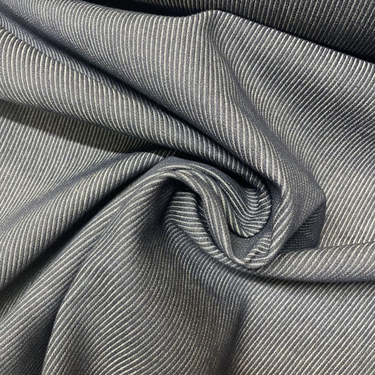Deadstock Navy Striped Stretch Denim Fabric