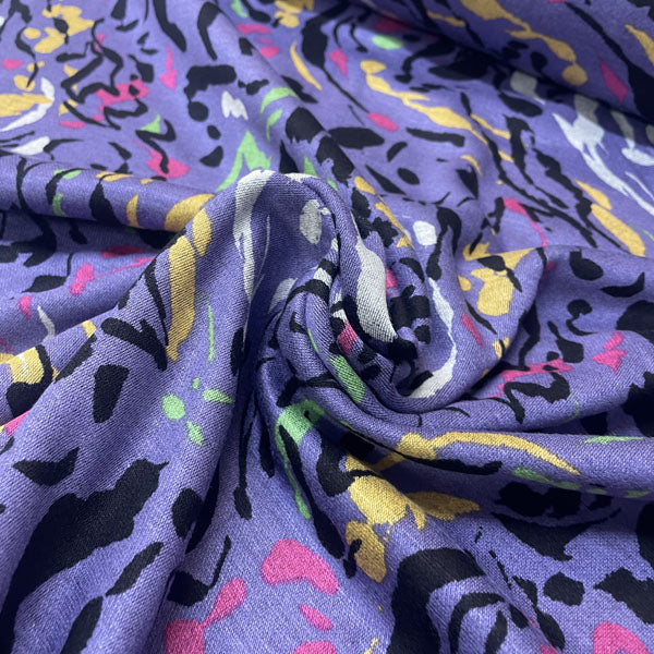 Deadstock Colourful Purple Zebra Stripe Viscose Ponte Roma Fabric