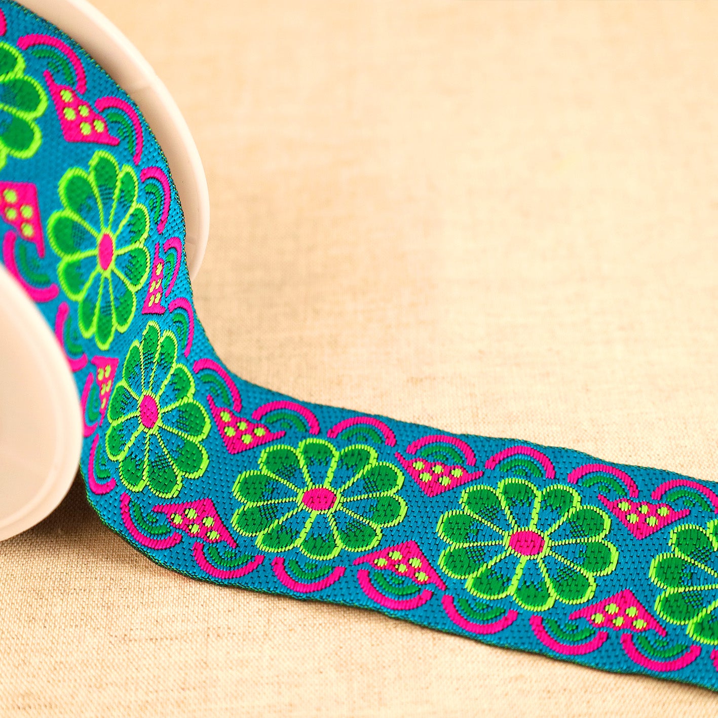 Trim: Jacquard: 50mm: Turquoise