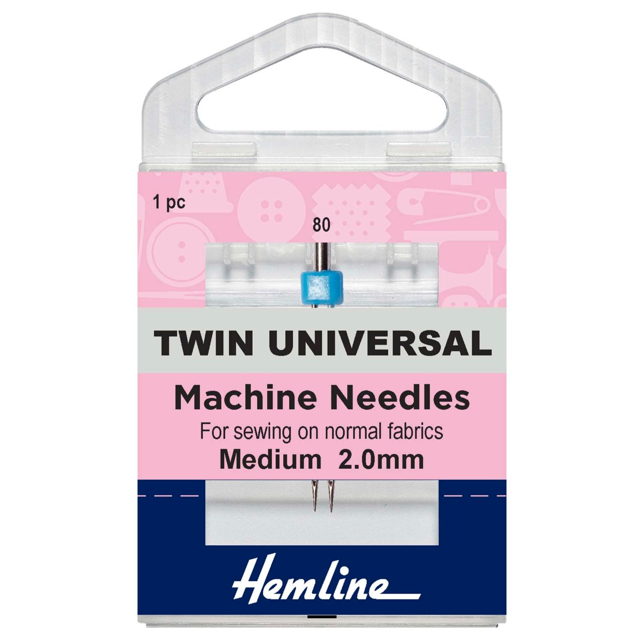 Sewing Machine Needles: Twin Universal: 80(12) 2.0mm: 1 Piece
