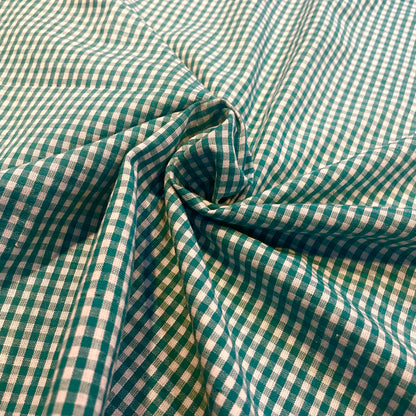 Green Teal Gingham Deadstock Fabric