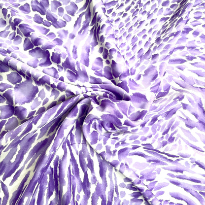 Purple & Lilac Animal Print Polycotton Deadstock Fabric